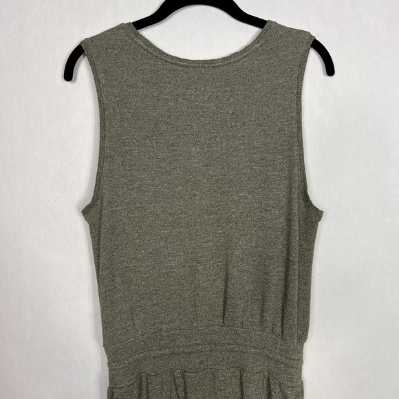 Zella Terry Dress Womens Small Gray Heather Waist Ties Sleeveless Ruched Mini - Picture 10 of 14